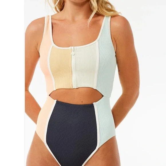 RIP CURL WOMEN'S BLOCK PARTY SPLICE GOOD COVERAGE ONE PIECE SWIMSUIT - Picture 5 of 10